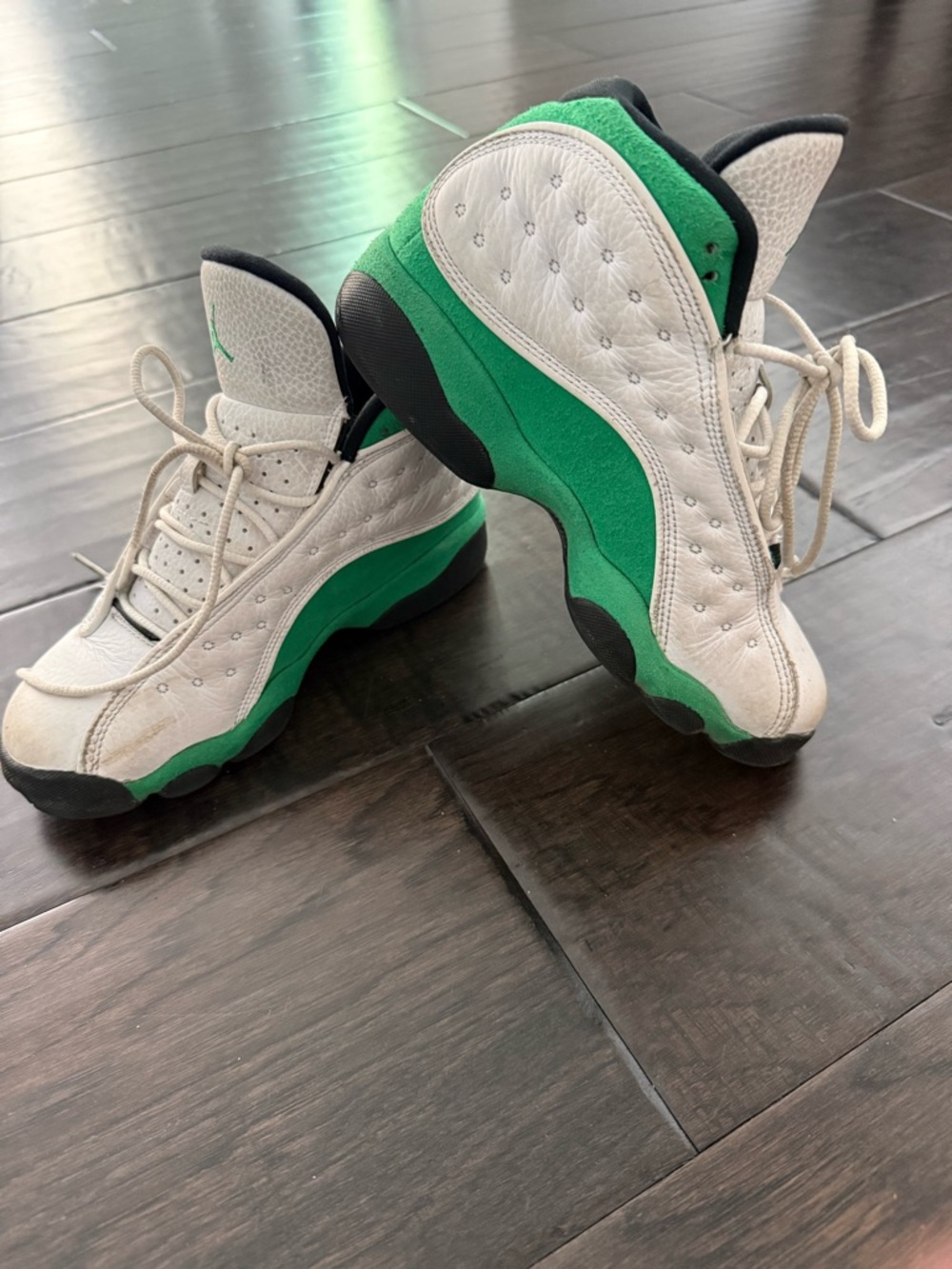 Jordan Kids Green and White Retro-Style Sneakers